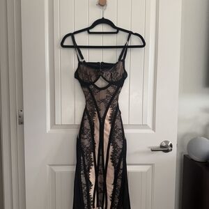 Fashion Nova Black and Nude Lace Dress